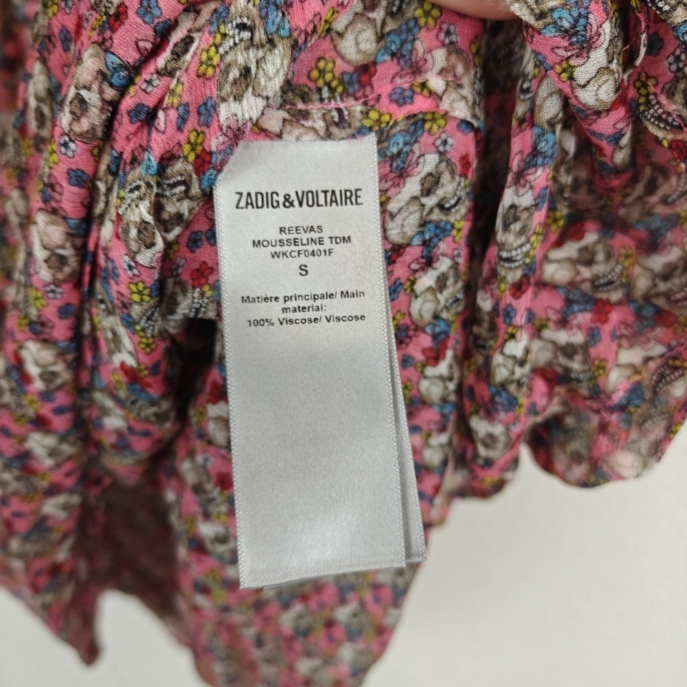 ZADIG & VOLTAIRE Women's Reevas Liberty Skull Mini Cinch Waist Dress Small - Picture 13 of 15